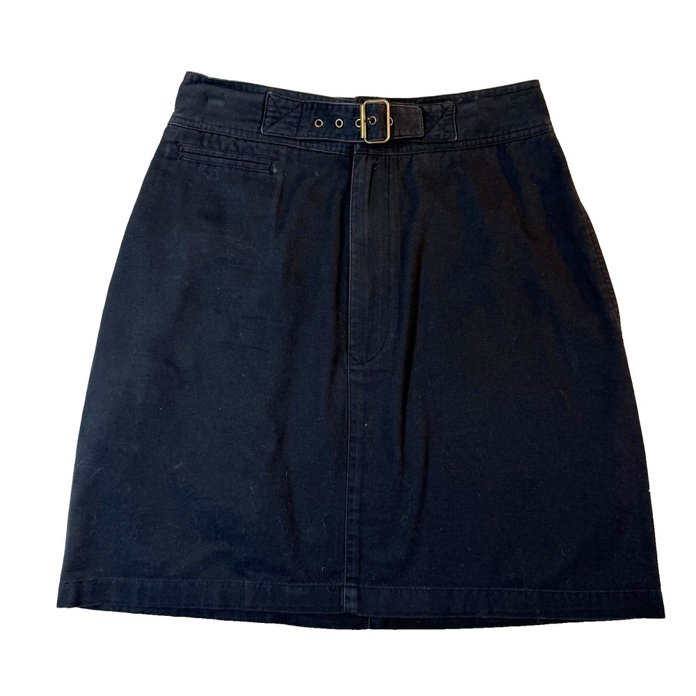 Vintage Ralph Lauren Skirt Women Black Cotton Belted Polo Sport Y2K